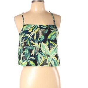 Boohoo Gemma Tropical Palm Print  Crop Cami 10 NEW